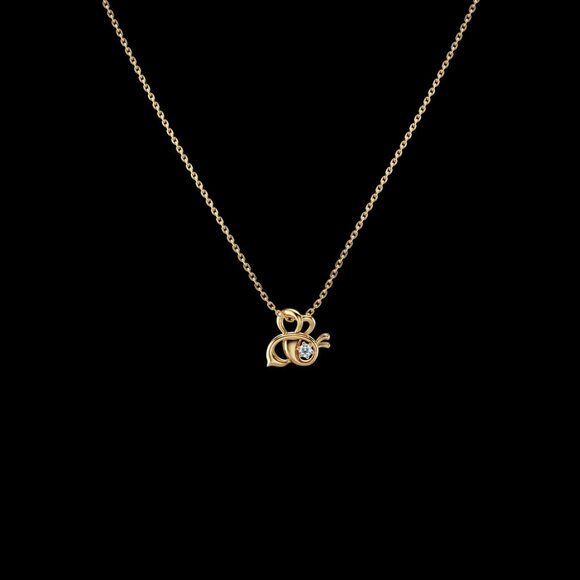 Brand New Aluxe 10k Gold and Diamond Honey Bee Necklace - Picture 1 of 5